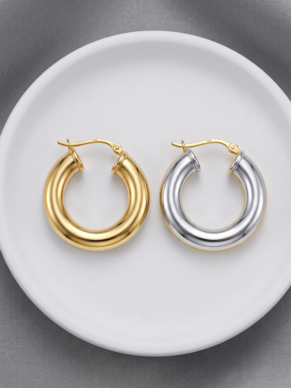 Thalia Dual Tone C - Hoop Earrings for Women