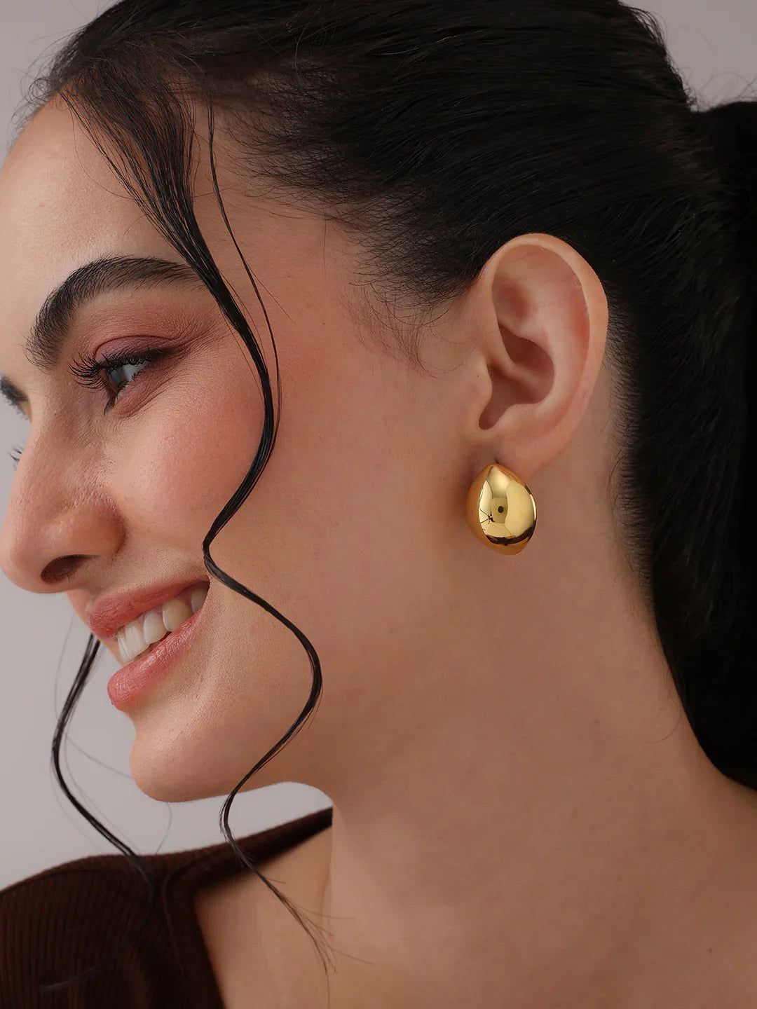 925 Sterling Silver Jewellery | 14K Gold-Plated Eterna Dome Studs Earrings | acpl-ecom.myshopify.com