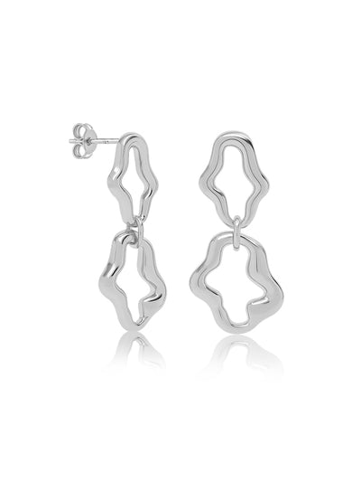 Silver Streamline Link Earrings