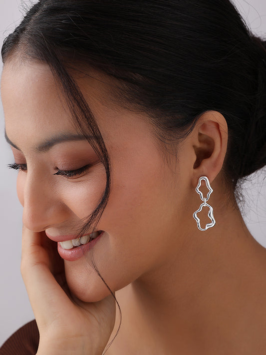 Silver Streamline Link Earrings