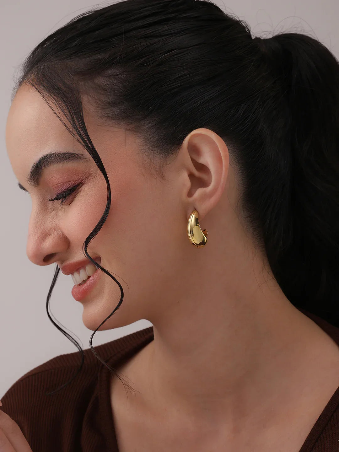 Golden Luna C-Hoop Earrings
