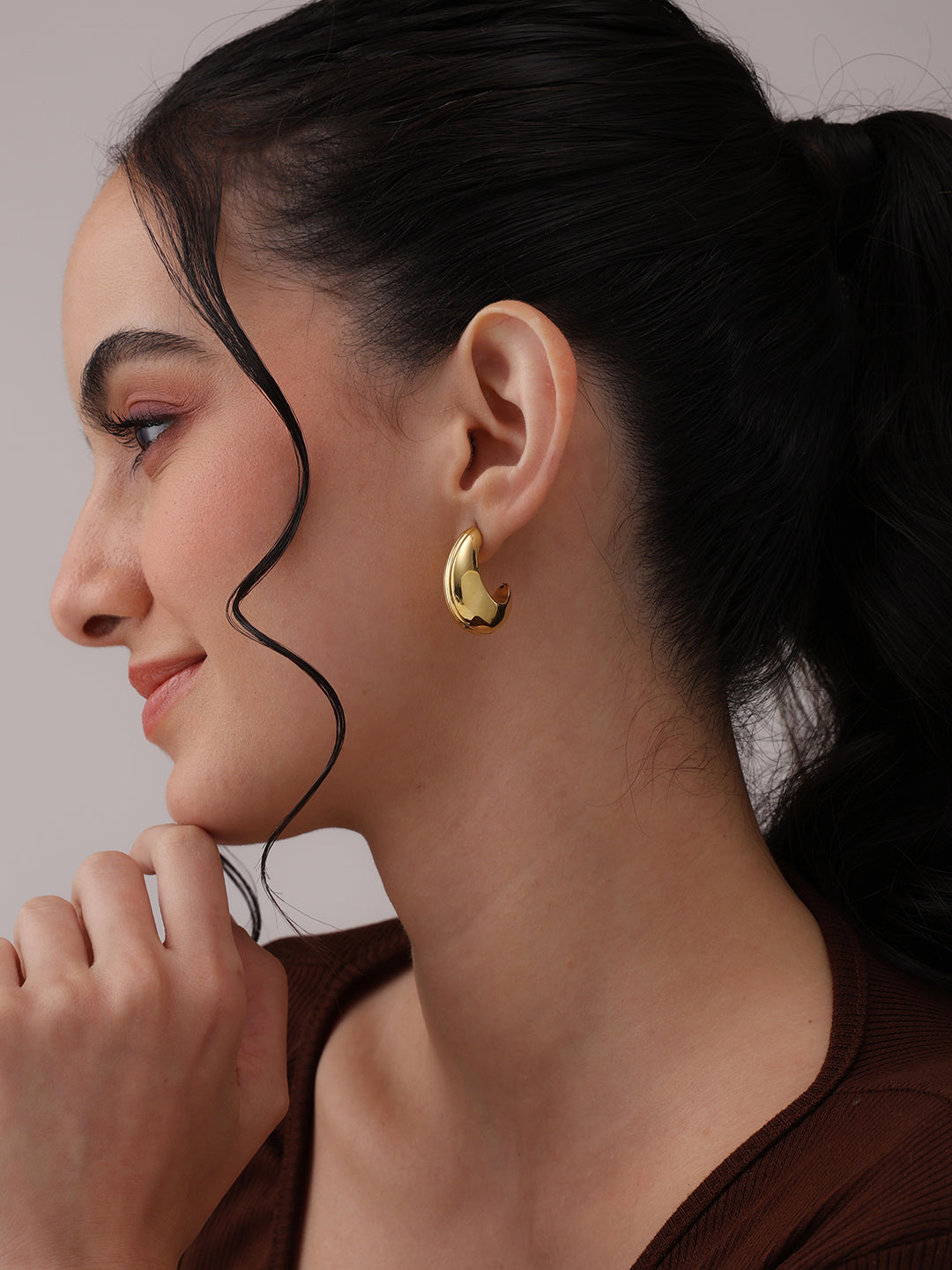 Golden Luna C-Hoop Earrings