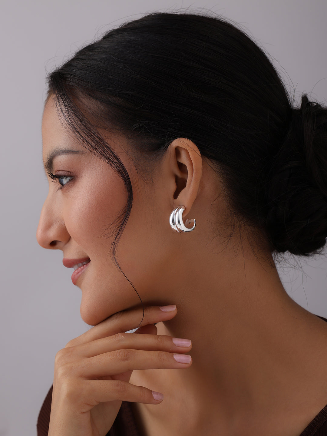 Silver Halo Textured Studs