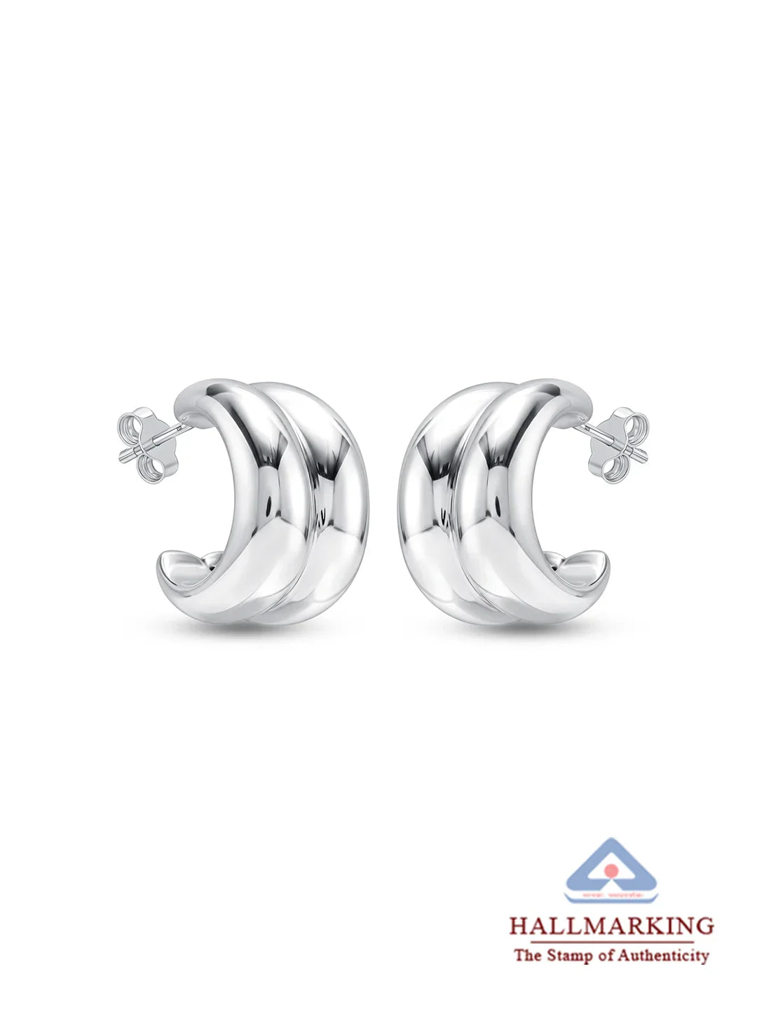 Silver Halo Textured Studs
