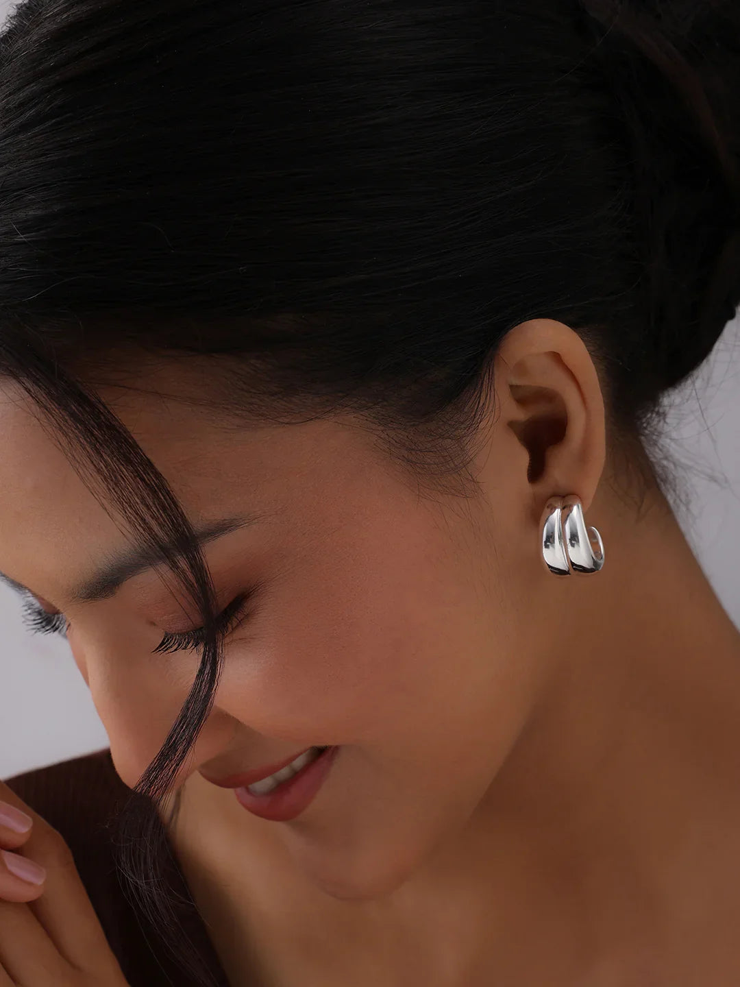 Silver Halo Textured Studs