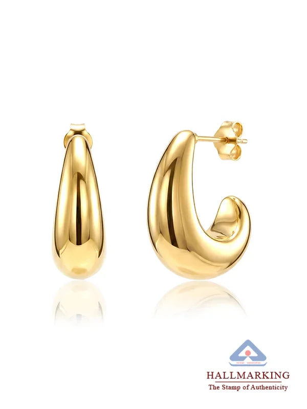 Flash-Gold Plated C Hoop Earring