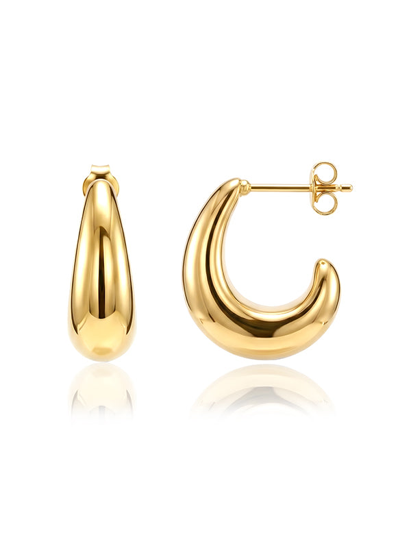 Flash-Gold Plated C Hoop Earring
