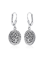 Antica Vintage Filigree Oval Women's Drop Earrings