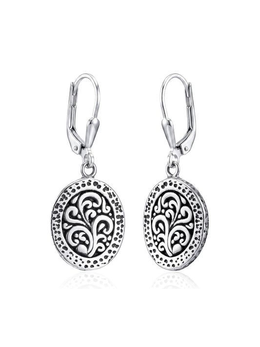 Antica Vintage Filigree Oval Women's Drop Earrings
