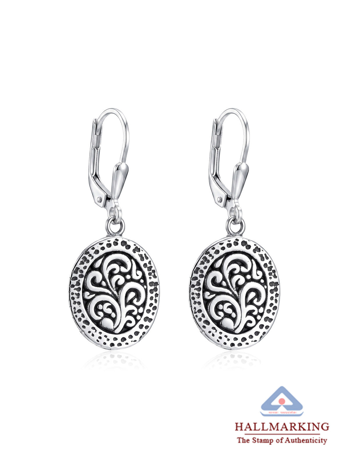 Antica Vintage Filigree Oval Women's Drop Earrings