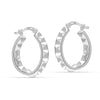 925 Sterling Silver Pyramid Spikes Patterned Sleeper Diamond-Cut Textured Hoop Earrings for Women