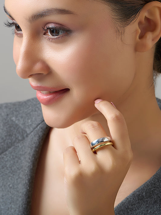 Rhea Dual Tone Statement Finger Ring for Women