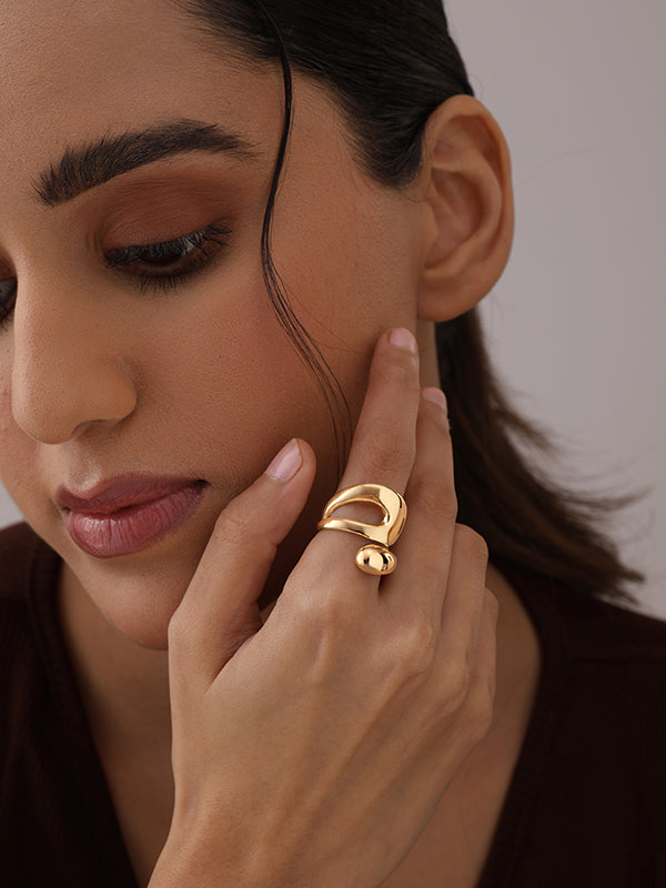 14K Gold Plated Viora Open Drop Ring