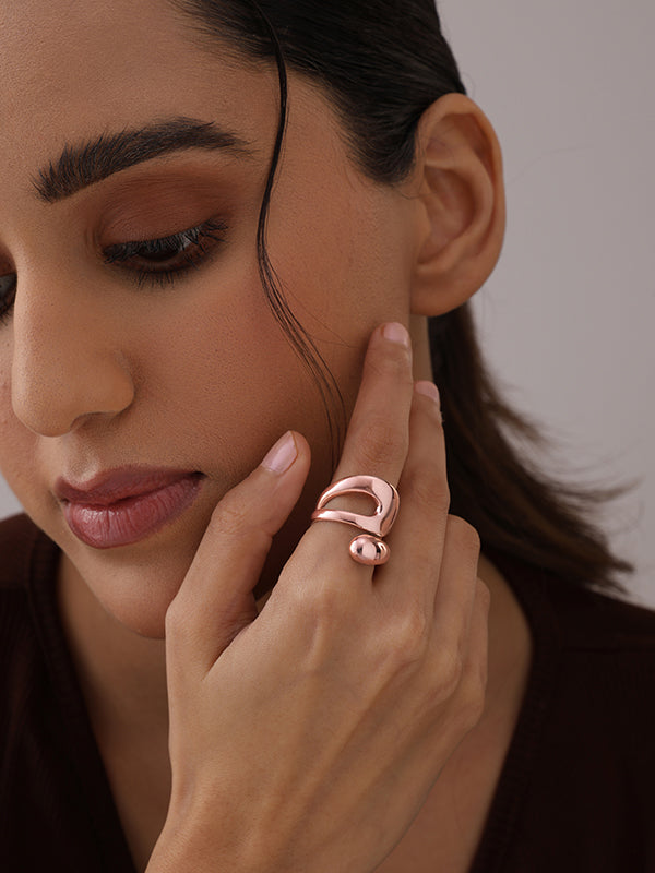 14K Rose-Gold Plated Viora Open Drop Ring