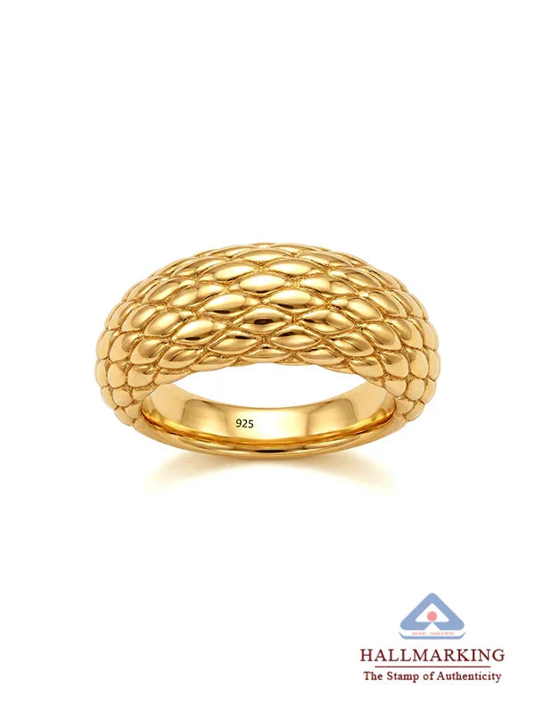 Round Modern Ring in Flash Gold Design with hallmark