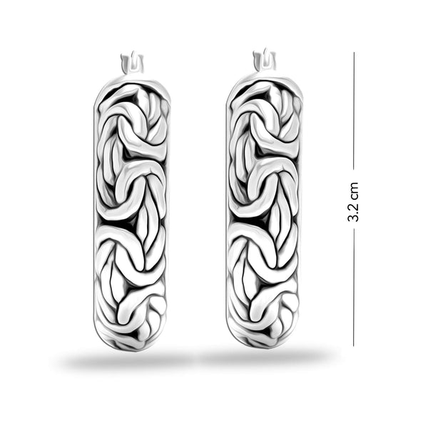 925 Sterling Silver Antique Byzantine Hoop Earrings for Women