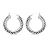 925 Sterling Silver Curb Chain Inspired Hoop Earrings for Women 30 MM