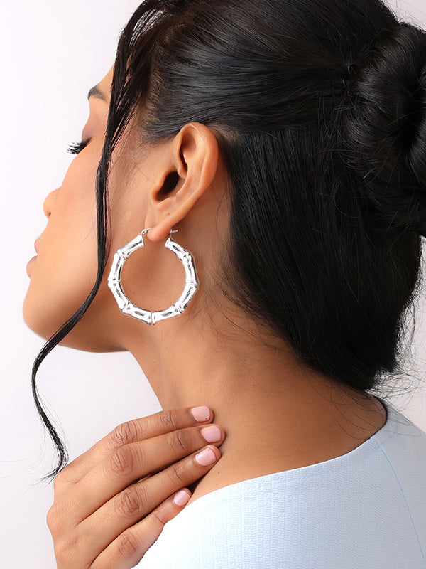 Bamboo Large Hoop Earrings 50mm