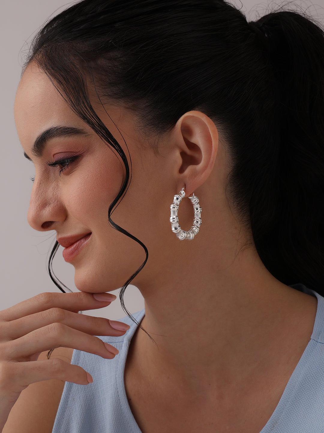 Bamboo Large Hoop Earrings