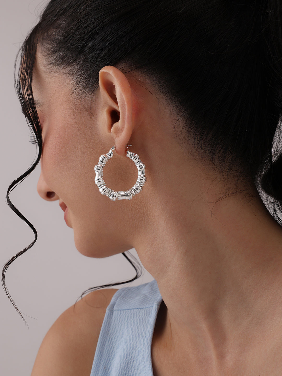 Bamboo Large Hoop Earrings