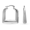 925 Sterling Silver Geometric U Shaped Minimalist Classic Rectangle Shape Chunky Click-Top Hoop Earrings for Women