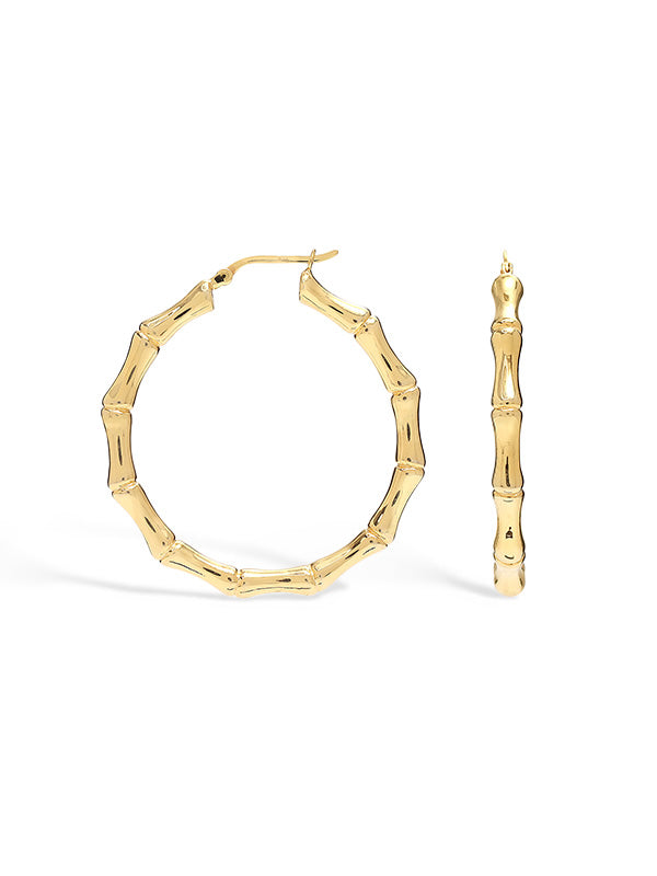 Gold Bamboo Click-Top Hoop Earrings 42mm