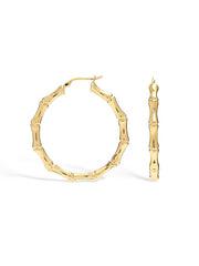 Gold Bamboo Click-Top Hoop Earrings 42mm