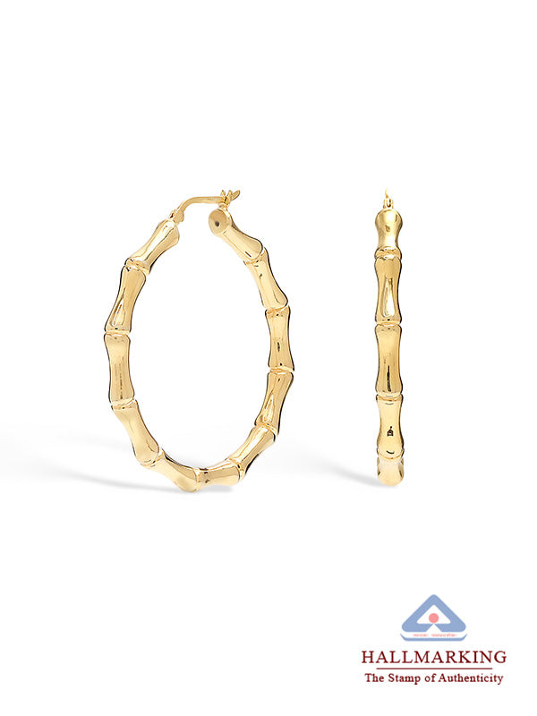 Gold Bamboo Click-Top Hoop Earrings 42mm