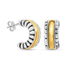 925 Sterling Silver Gold-tone Polished and Antique Two-Tone Textured Vintage Half Hoop Earrings for Women
