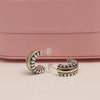 925 Sterling Silver Gold-tone Polished and Antique Two-Tone Textured Vintage Half Hoop Earrings for Women