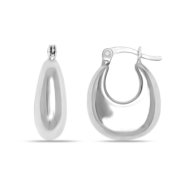 925 Sterling Silver Jewellery Light-Weight Bowl Hoop Earrings for Women Teen