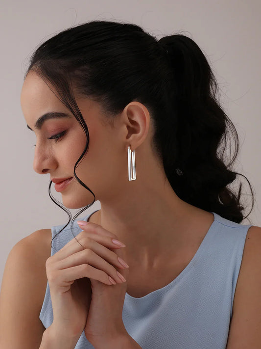 Geometric U-Shape Rectangle Click-Top Hoops