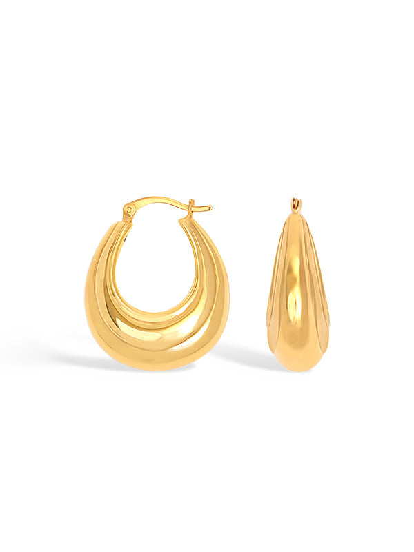Gold Oval Lightweight Shrimp Hoops
