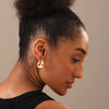 925 Sterling Silver 14K Gold Plated Oval Lightweight Shrimp Classic Hoop Earrings for Women Teen