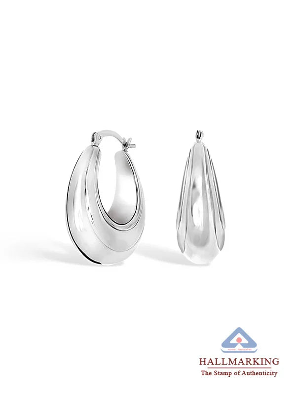 Chunky Oval Classic Hoop Earrings 27mm