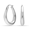 925 Sterling Silver Medium Oval Chunky Puffy Lightweight Click-Top Puffed Shrimp Hoop Earrings for Women