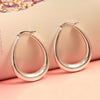 925 Sterling Silver Medium Oval Chunky Puffy Lightweight Click-Top Puffed Shrimp Hoop Earrings for Women