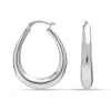 925 Sterling Silver Medium Oval Chunky Puffy Lightweight Click-Top Puffed Shrimp Hoop Earrings for Women