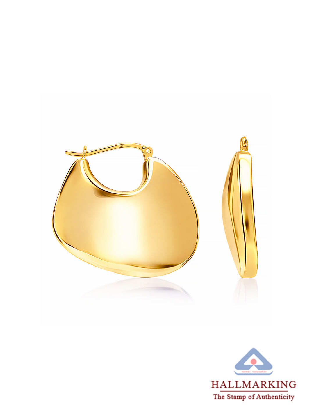925 Sterling Silver Jewellery | 14K Gold Plated Evara Puffed Hoop Earrings | acpl-ecom.myshopify.com