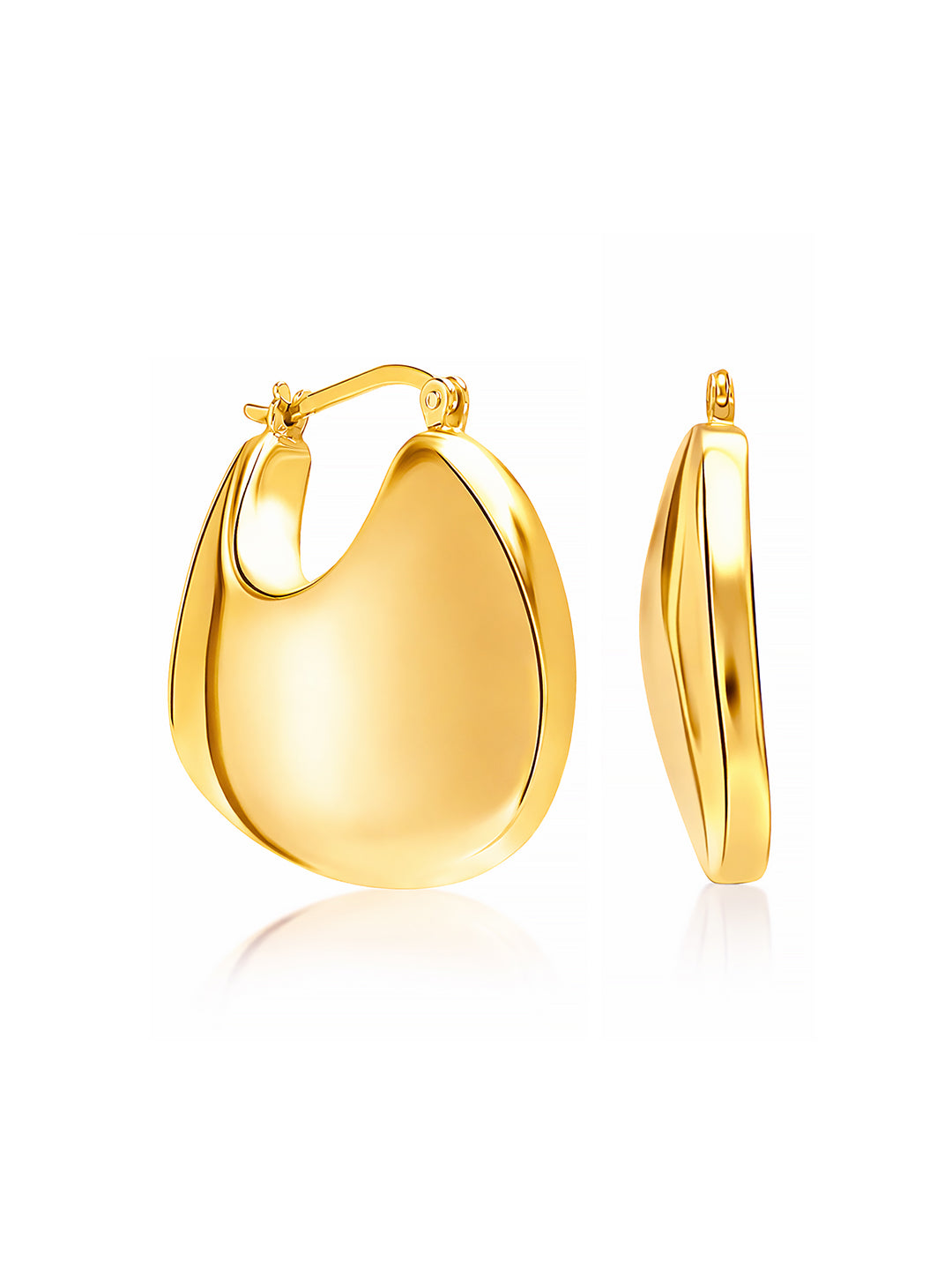 14K Gold Plated Evara Puffed Hoop Earrings