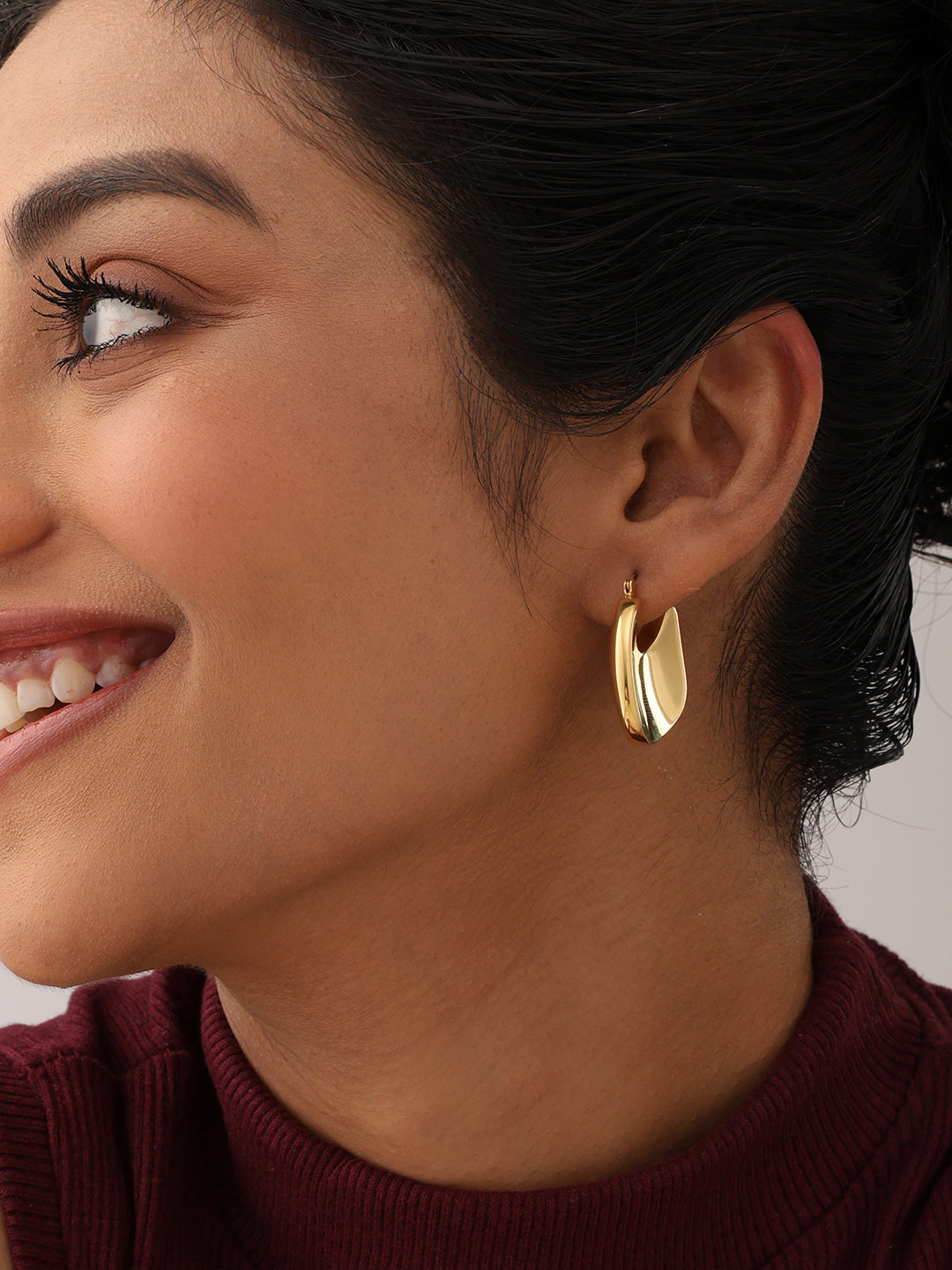 925 Sterling Silver Jewellery | 14K Gold Plated Evara Puffed Hoop Earrings | acpl-ecom.myshopify.com