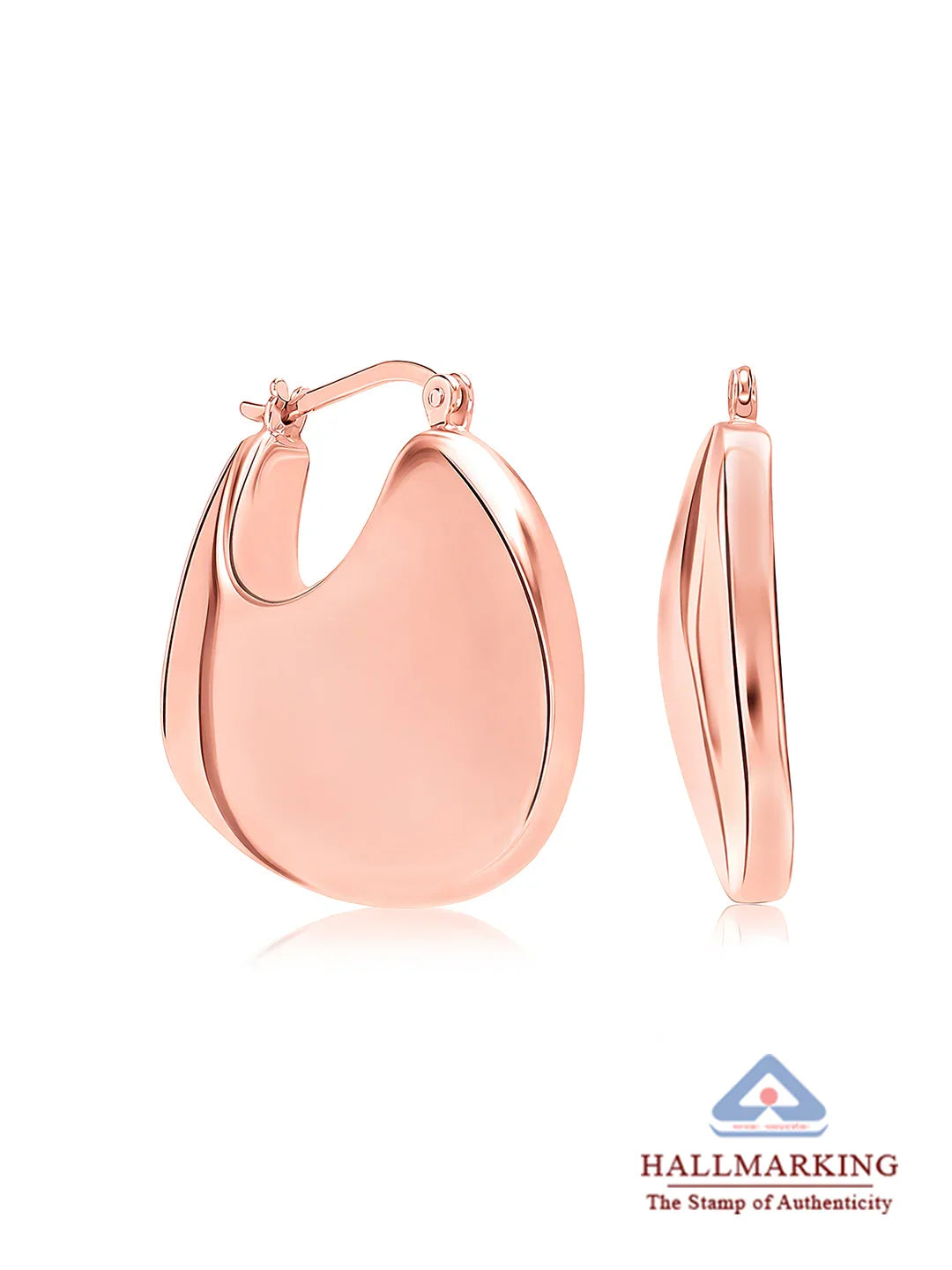 14K Rose-Gold Plated Evara Puffed Hoop Earrings