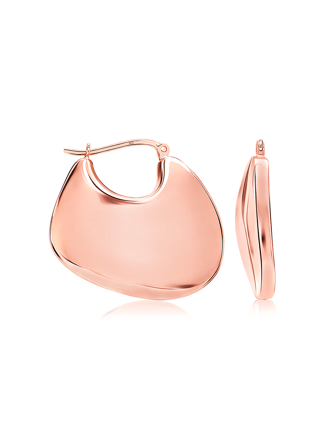 925 Sterling Silver Jewellery | 14K Rose-Gold Plated Evara Puffed Hoop Earrings | acpl-ecom.myshopify.com