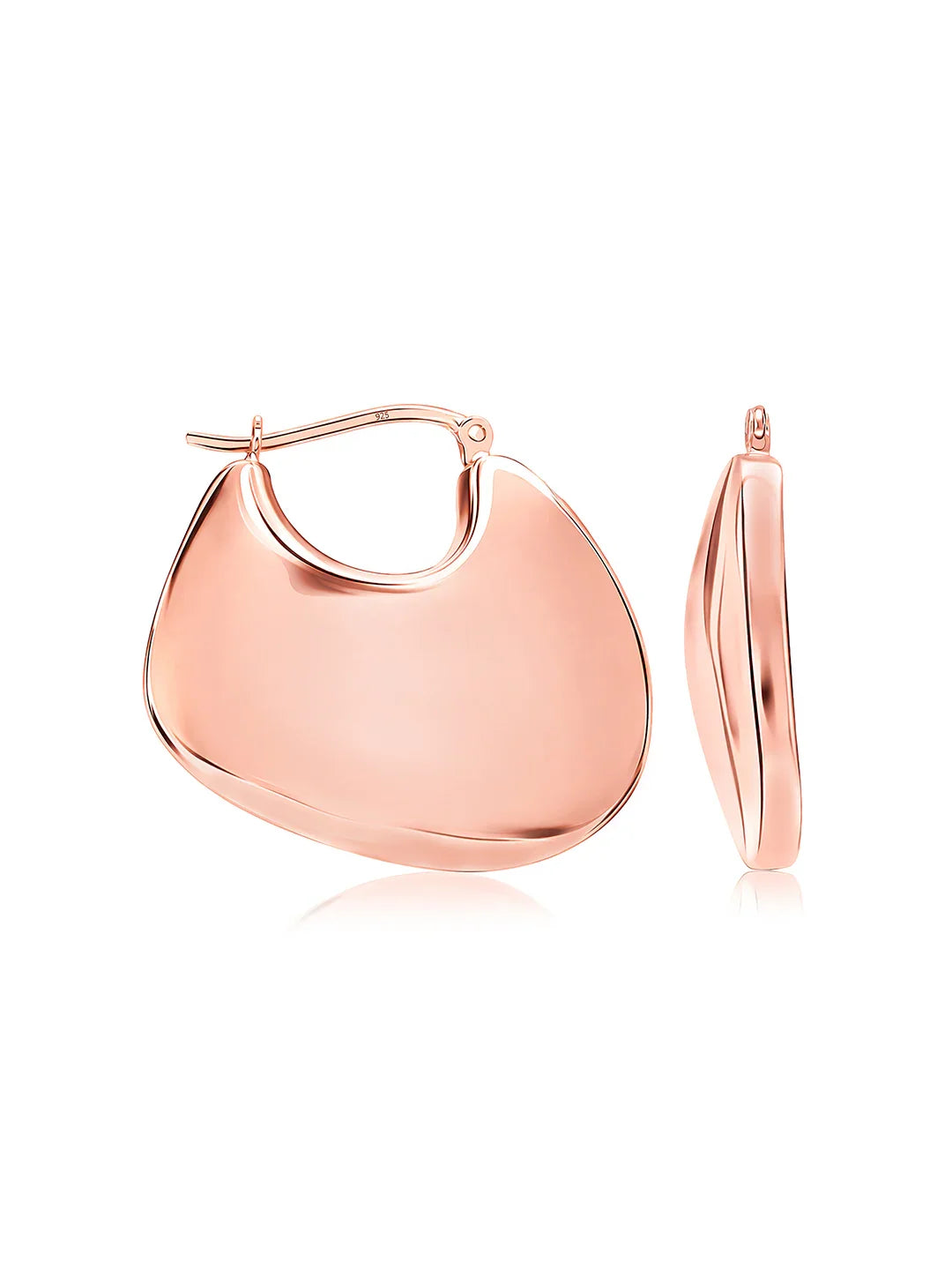 925 Sterling Silver Jewellery | 14K Rose-Gold Plated Evara Puffed Hoop Earrings | acpl-ecom.myshopify.com