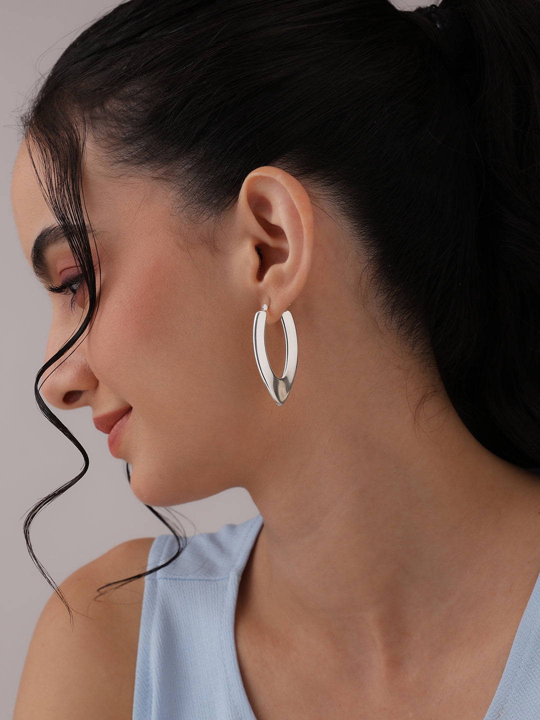 Large Vintage Oval Click-Top Hoops