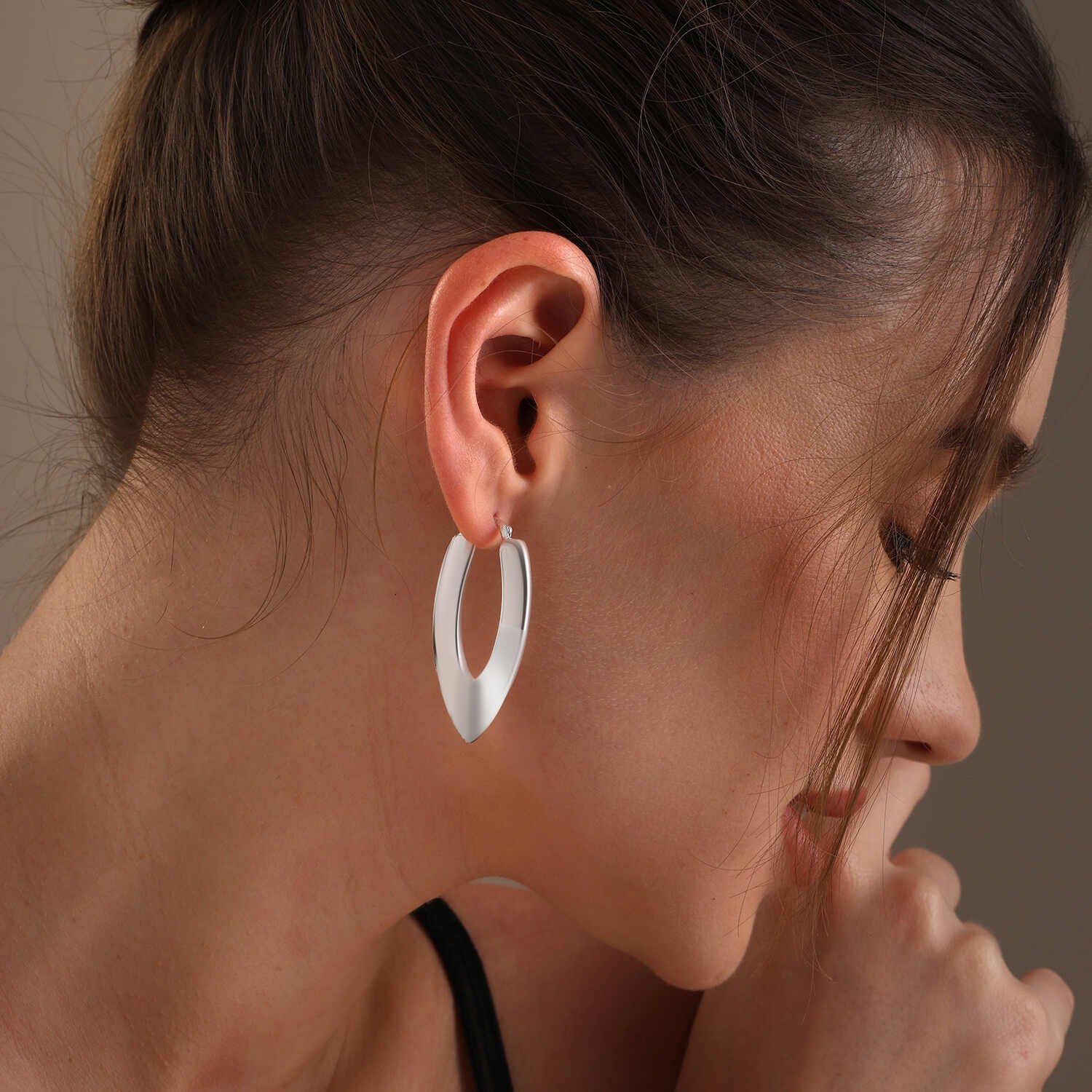 925 Sterling Silver Large Vintage Design Oval Shaped Click-Top Hoop Earrings for Women