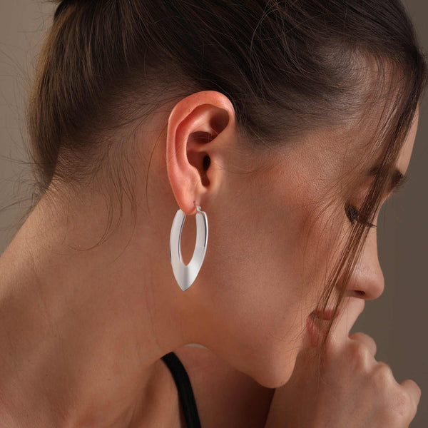 925 Sterling Silver Large Vintage Design Oval Shaped Click-Top Hoop Earrings for Women