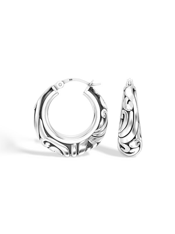 Antique Vintage Filigree Bali-Style Small Hoops