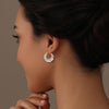 925 Sterling Silver Chunky Round Minimalist Shrimp Texture Click-Top Hoop Earrings for Women