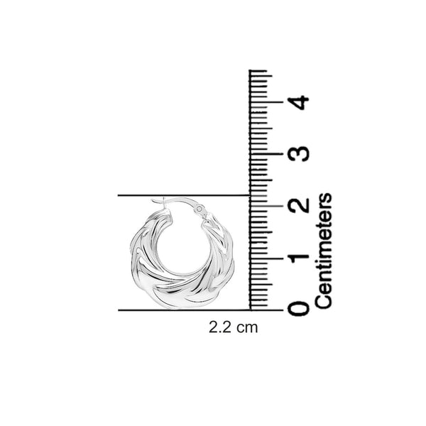 925 Sterling Silver Chunky Round Minimalist Shrimp Texture Click-Top Hoop Earrings for Women